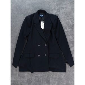 Scoop Cape Blazer Black Womens Size Large Double Breasted Split Sleeve NWT